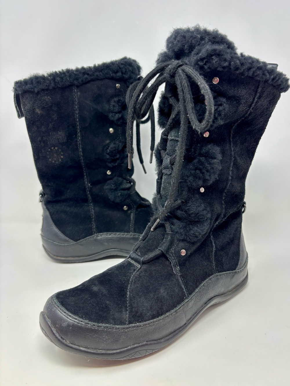 The North Face Abby III Tall Lace Up Black Suede Insulated Winter Boots Size 7